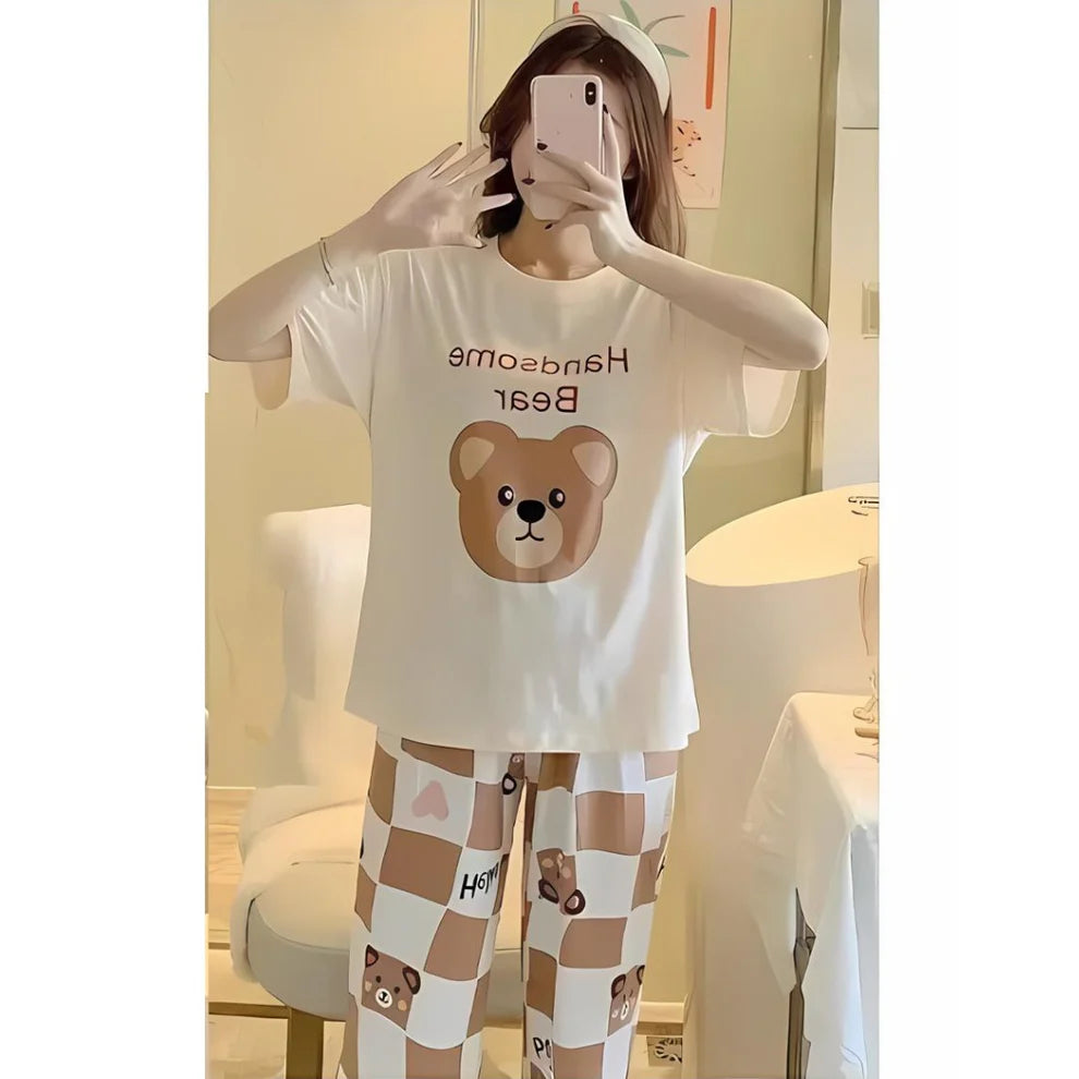 Handsome Bear Printed Nightwear