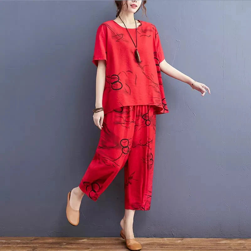 Red Ring Printed Nightwear