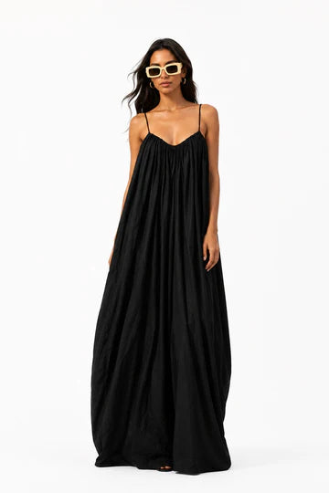 Back Flow Maxi Dress - Balck
