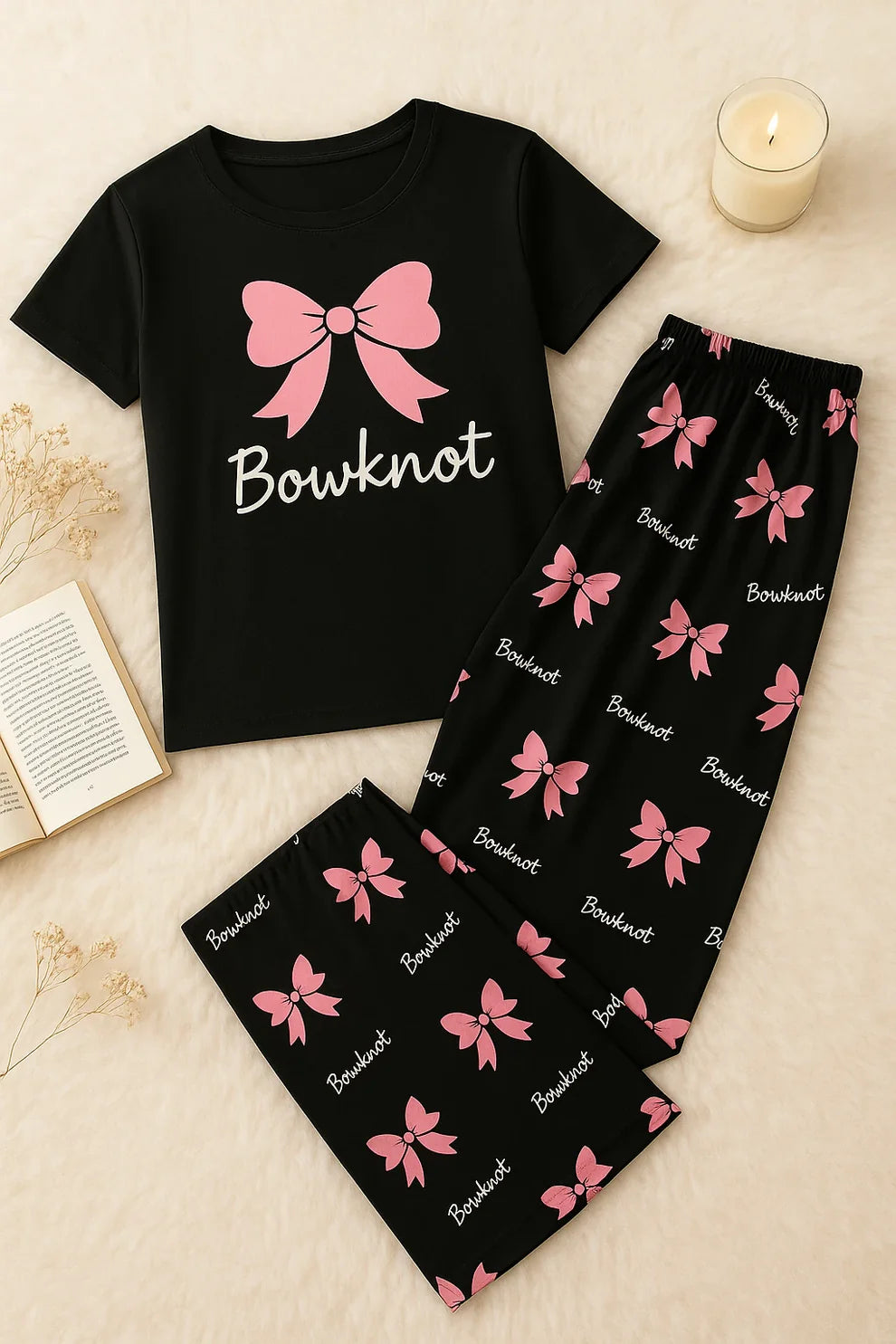 BLACK BOWKNOT Butterfly NIGHTWEAR