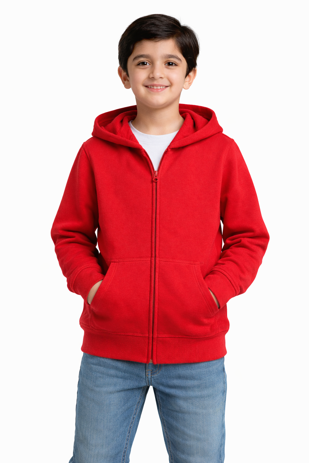 Kid Zipper Hoodie – Red