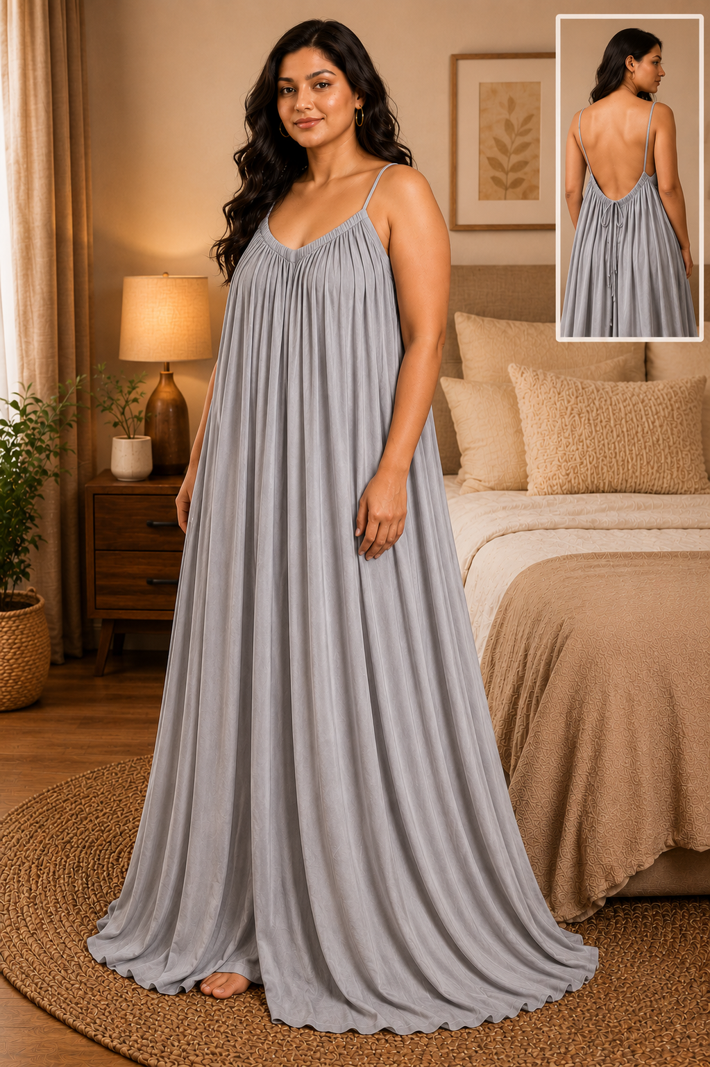 Gray Flowy Maxi Dress