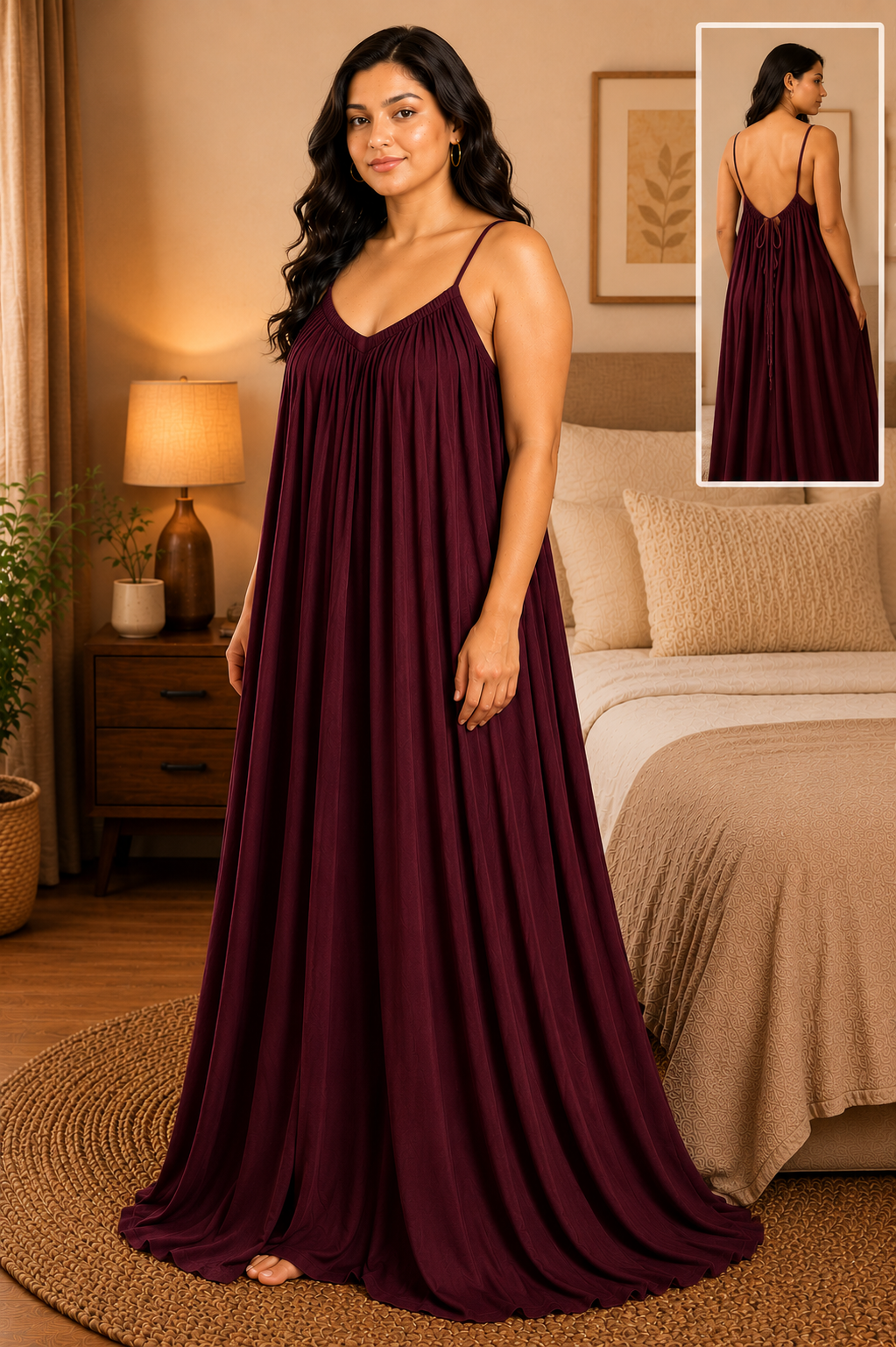 Maroon Flowy Maxi Dress