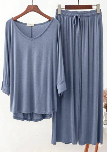 Teal Blue V-Neck Women Nightwear