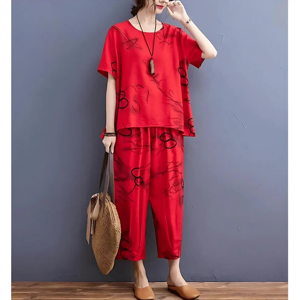 Red Ring Printed Nightwear