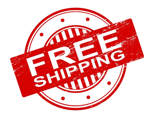 Red 'FREE SHIPPING' stamp on a white background