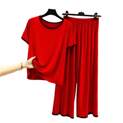 Red with Black Piping Style Home Wear For Her