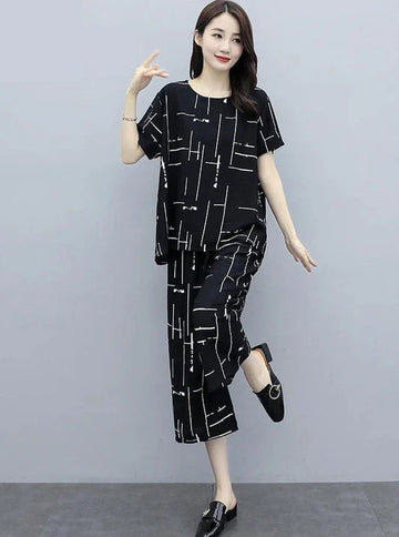 Black Printed Capri Nightwear