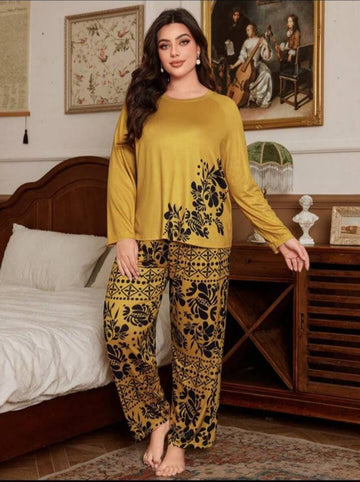 Golden Leaves Printed Nightwear