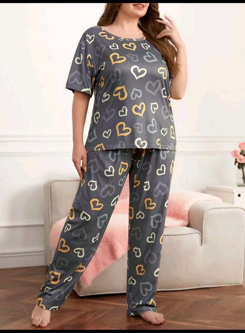 Multi Color Hearts on Gray NIGHTWEAR