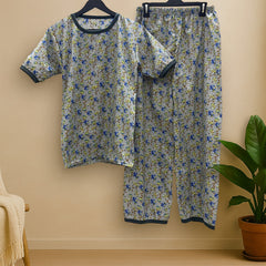 GRAY FLORAL PRINTED SHIRT AND TROUSER