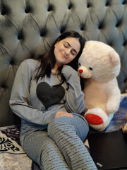 BLACK GRAY HEART NIGHTWEAR