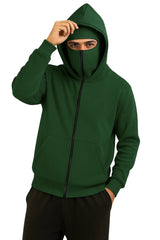 Green Balaclava Ninja Zipper Hoodie Jacket