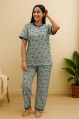 GRAY FLORAL PRINTED SHIRT AND TROUSER