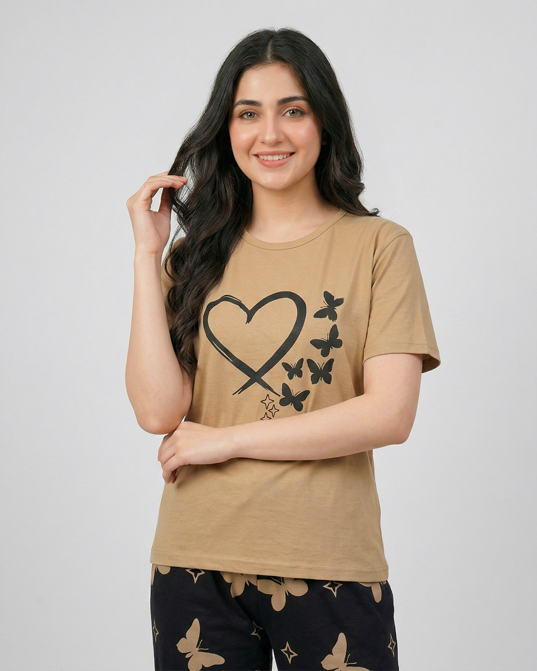Heart and Butterfly Printed Nightwear