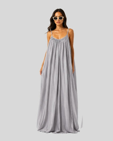 Gray Flowy Maxi Dress