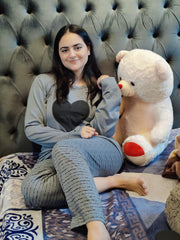 BLACK GRAY HEART NIGHTWEAR