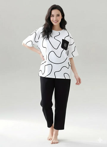 Abstract Wave Print Nightwear