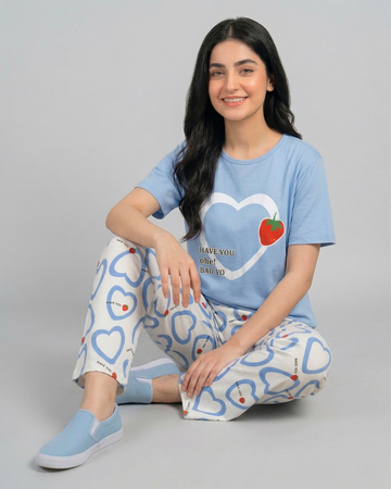 Strawberry Heart Printed Nightwear