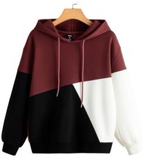 Maroon Black and White Hoodie