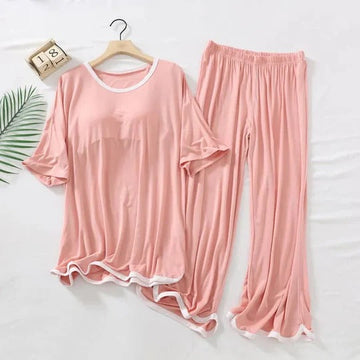 Rose Pink Half Sleeves Plazzo