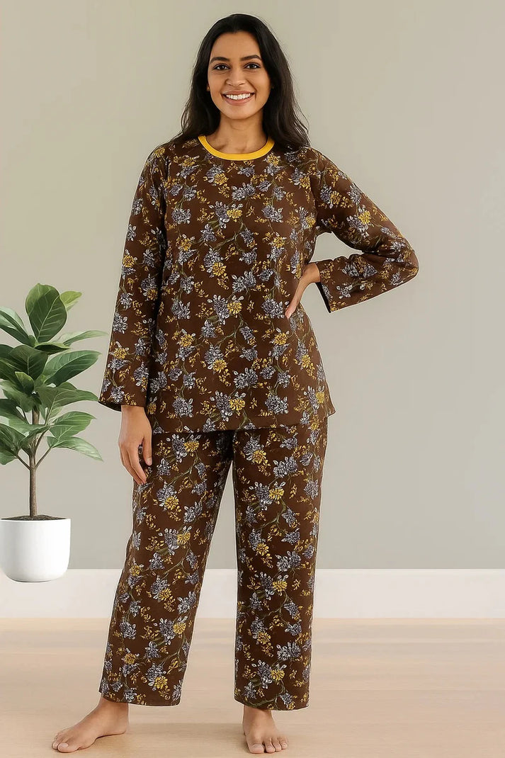 BROWN FLORAL - FULL SLEEVES