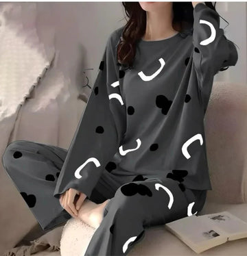 Charcoal Printed Women Nightwear